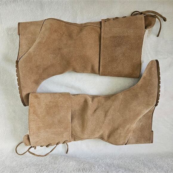 Colin Stuart Wedge Boots Womens Size 8 Tan Suede Lace-Up Warm - Picture 3 of 12